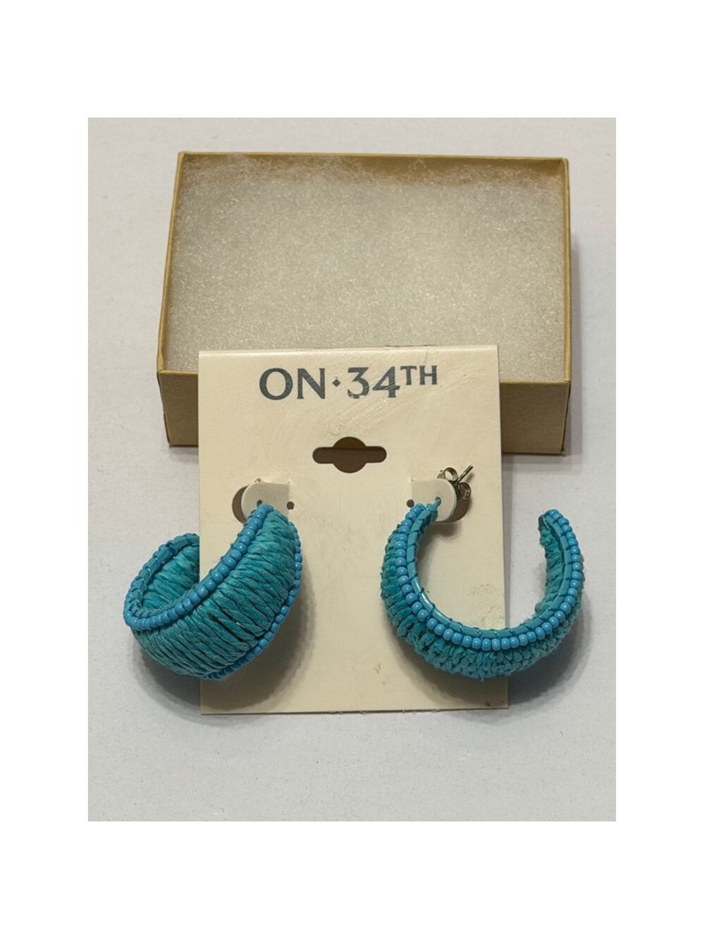 On 34th Turquoise Beaded Hoop Earrings
